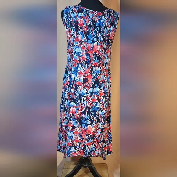 CROFT & BARROW High Low Floral Dress - Red, White, and Blue - Picture 4 of 7